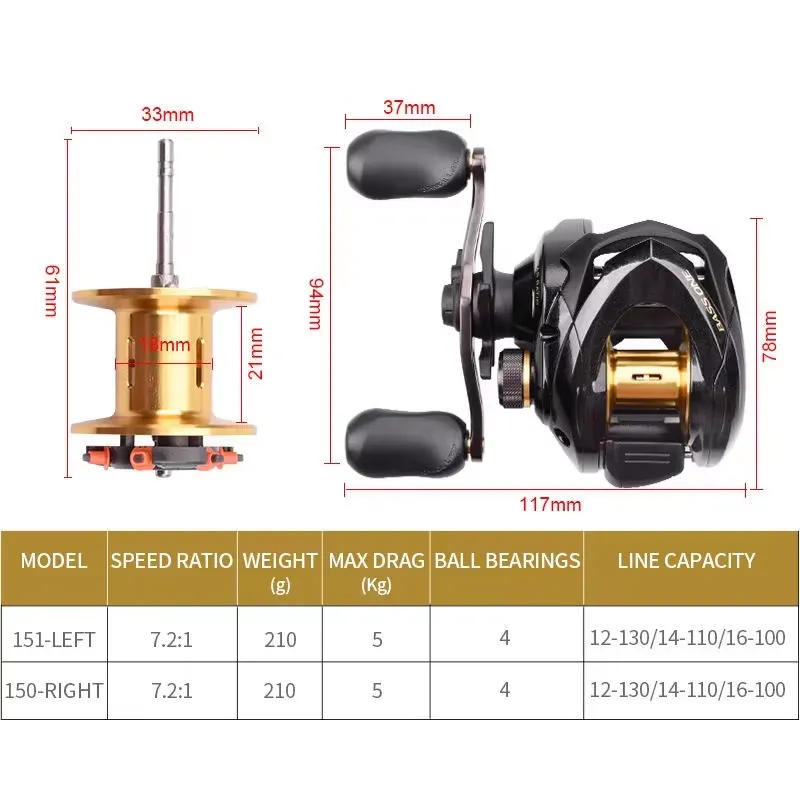 Катушка Bass One Xt 151 150 дл – обзор и цена Baitcasting Reel